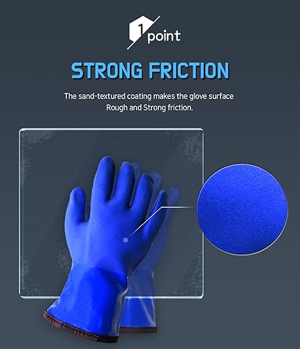 Miniatura 2 de HANWOO Resistente al agua, químico y al aceite, guantes de PVC para el invierno, guantes cálidos, forro polar, trabajo congelador, antideslizante, XL