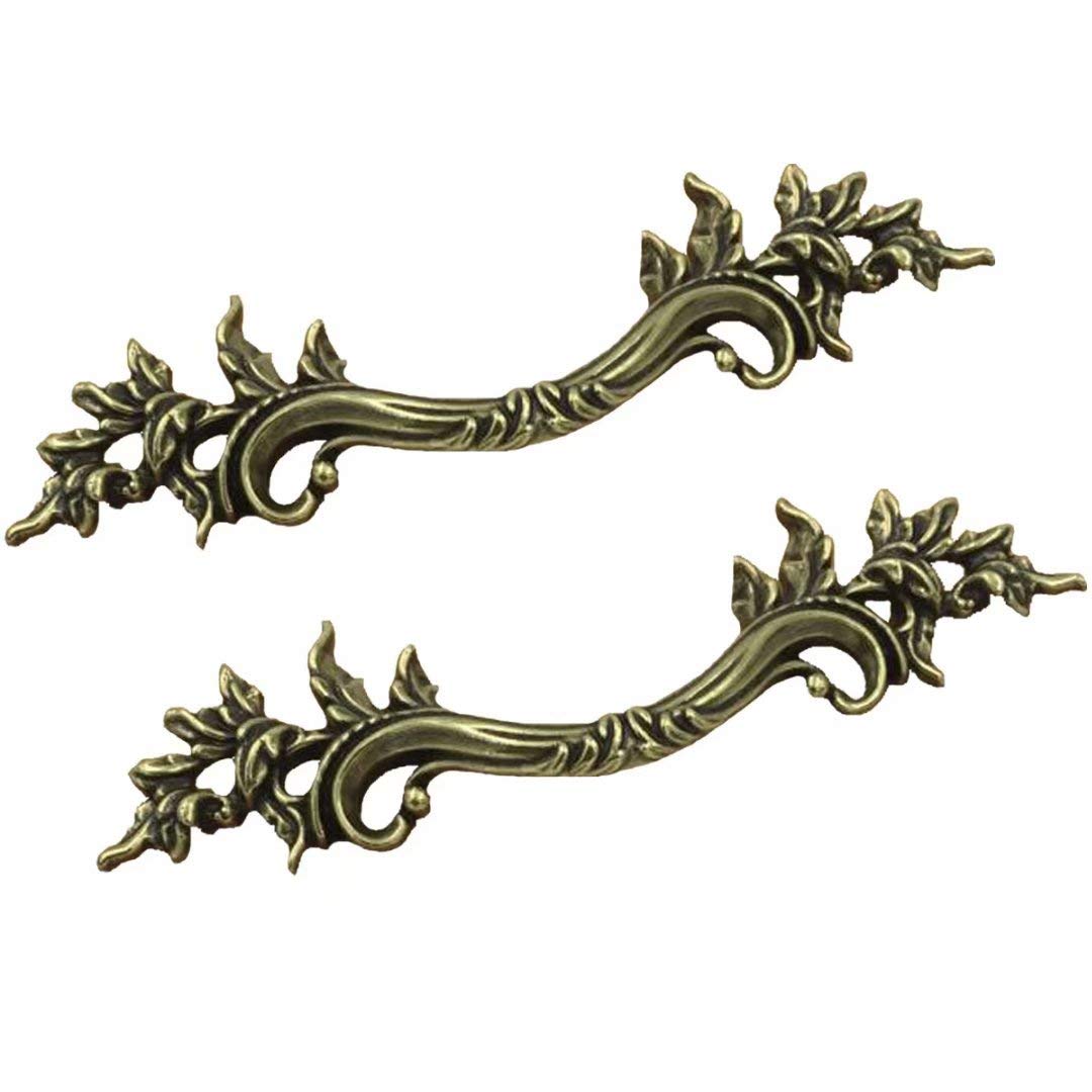 Wushadehans Retro Bronze Antique Brass Cabinet Drawer Handles 2 Pcs, Zinc Alloy Door Knobs Cabinet Hardware Pulls, Hole Distance 76 Mm(Retro Bronze)