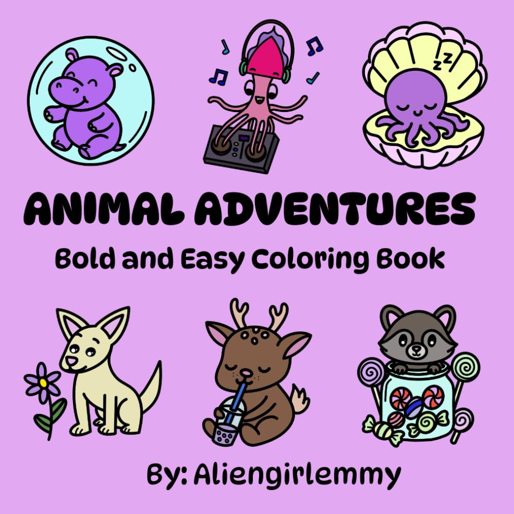 Animal Adventures: Bold & Easy Coloring Book