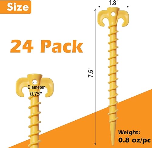 Miniatura 2 de SUNEZLGO Paquete de 8 estacas para tienda de campaña, estacas para inflables, diseño en espiral resistente de 7.5 pulgadas, estacas de suelo para
