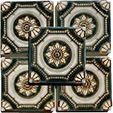 作善堂 タイル モザイクタイル クラフト パーツ 工作 DIY アート 美濃焼 正方形 バラ 58mm角 カッセ casser (5枚セット, CA-5（緑）)