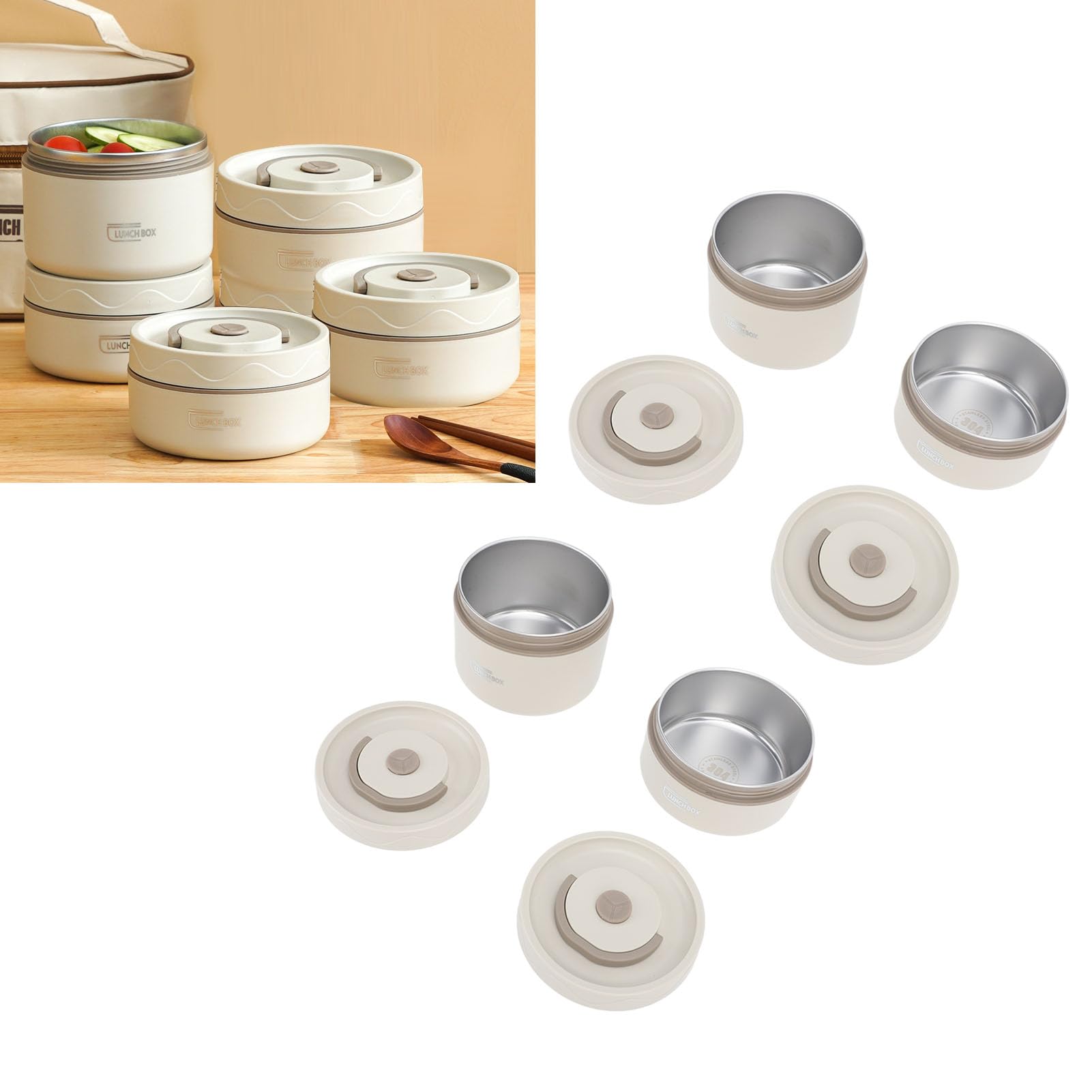 Portapranzo Termico Acciaio Inox 650ml - Lunch Box Isolante Per Lavoro E Scuola - Foto 7