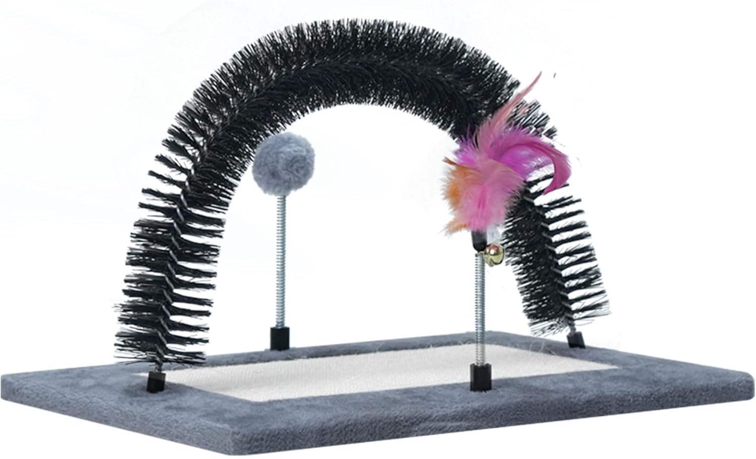 Almohadillas rascadoras multifuncionales para gatos de interior, almohadillas para rascar con juguetes de plumas y cepillo de autoaseo, muebles para