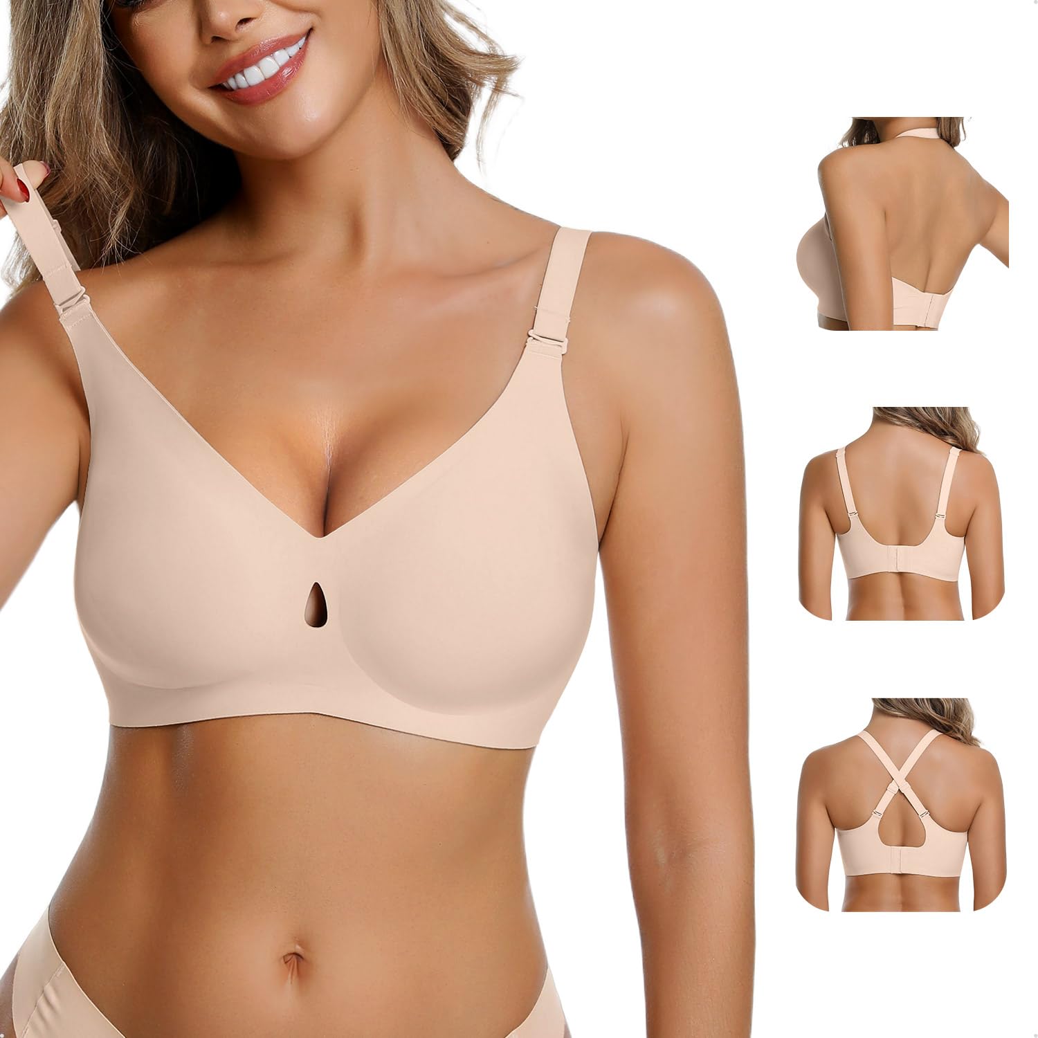 LUCKMEEY Bras for Women No Underwire Wireless Bras Removable Straps