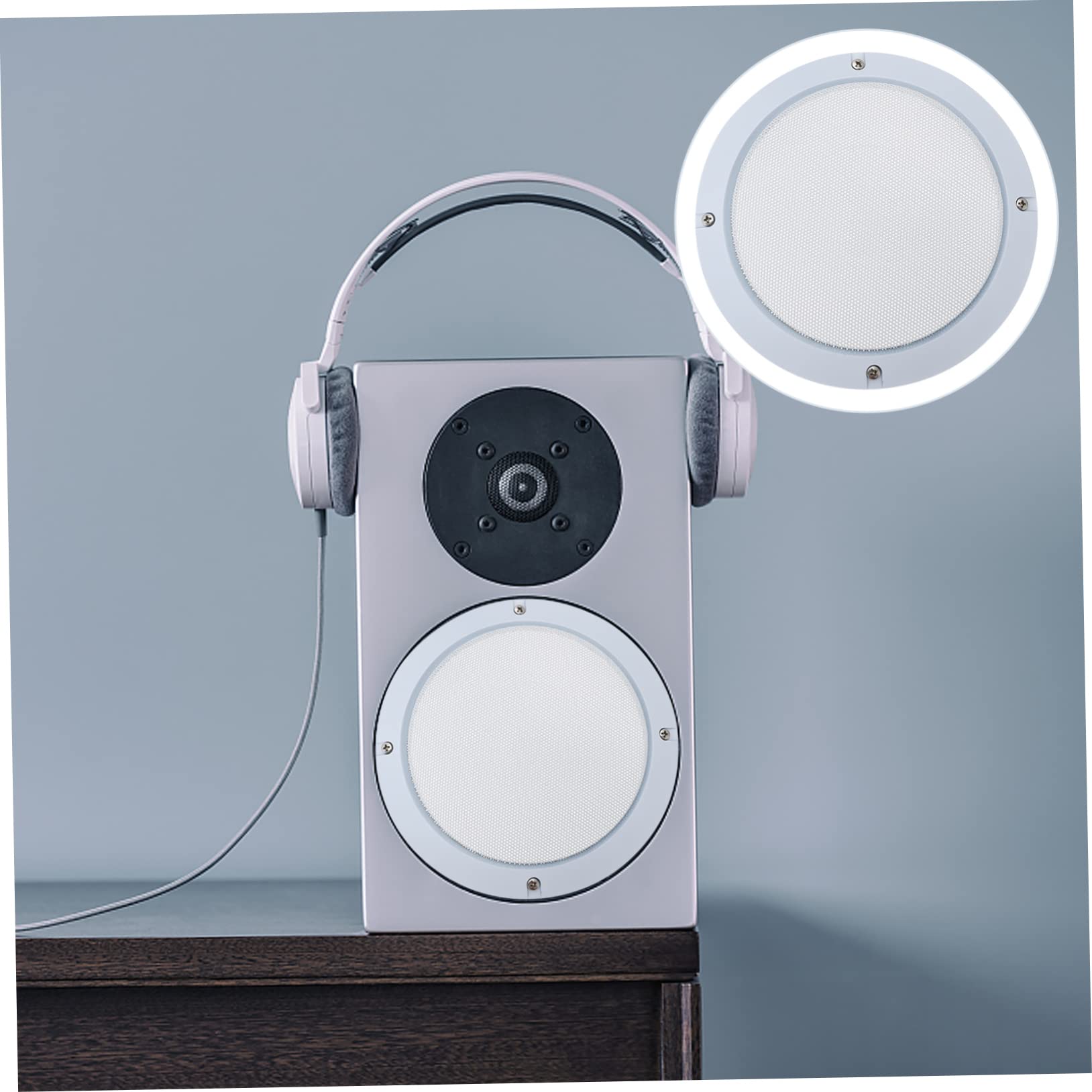 2Pcs White Speaker Protective Covers Durable Cold Rolled Speaker Decorative Rings for DIY Speakers and