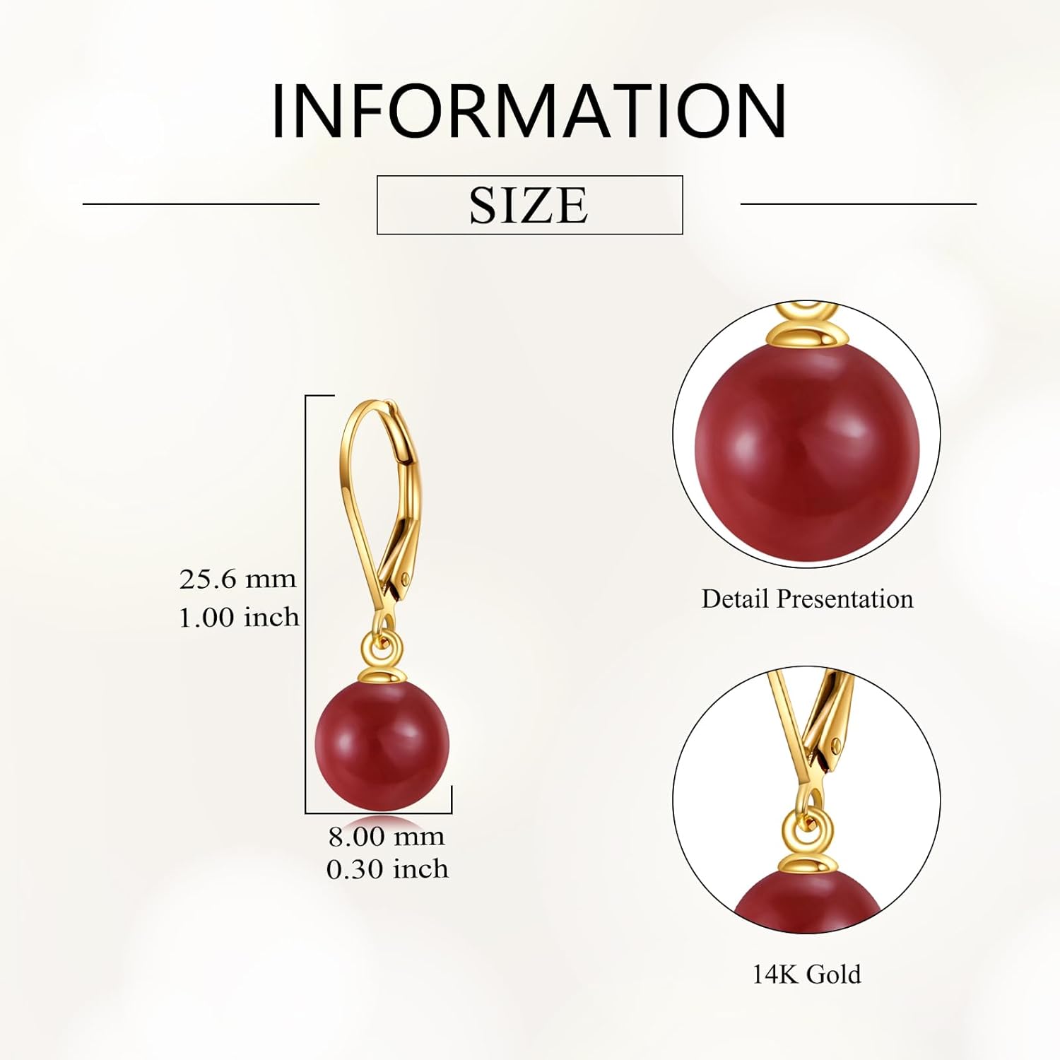 DOVRAN 10K/14k Solid Gold Freshwater Pearl Drop Leverback Earrings for women Bridesmaid Gifts for Her - Image 3