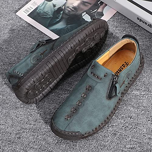 Minishion Anti Slip Shoes Men Zip Stitched Casual Slip ons 2102#3