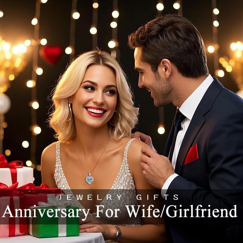 HeartMelody Heart Necklaces for Women Mom 18K/14K Gold/Rose/White Gold Necklace with Love Heart Birthstone Pendant Womens Jewelry Fashion Wedding Anniversary Birthday Gifts for Wife Her - Image 7