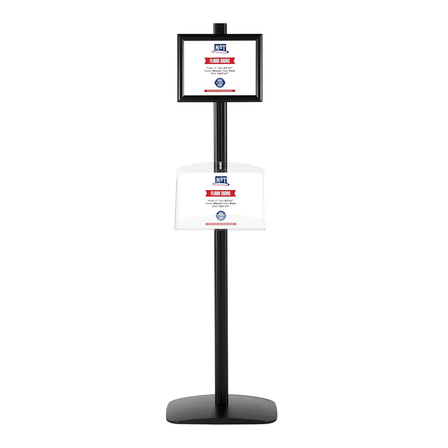 M&T Displays Free Standing Aluminum Stand Single Sided Document Brochure Sign Holder Front Loading Portrait Landscape Silver Snap Frame 1x(8.5x11) and Clear Acrylic Shelf... - Image 9