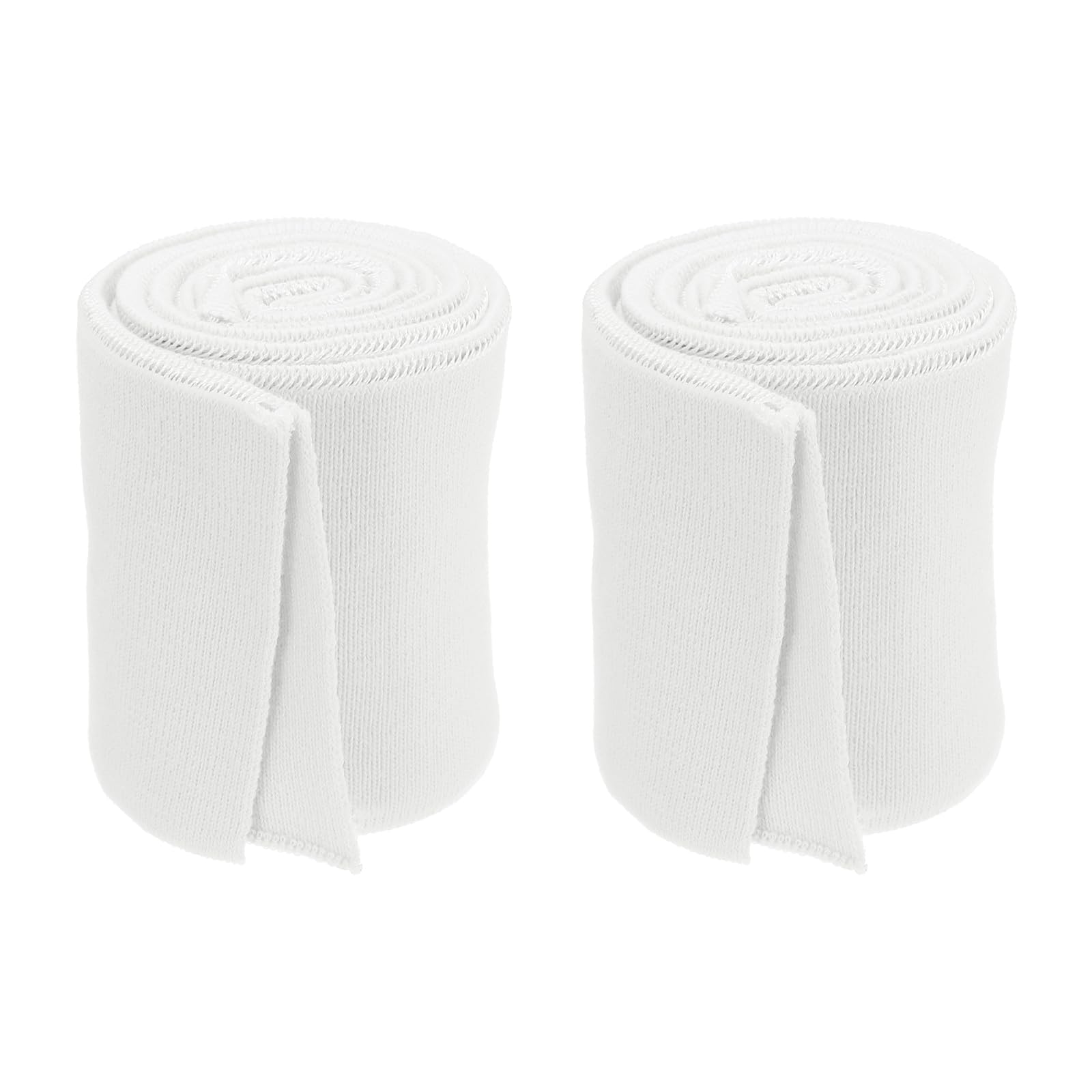 Rebower 7cm x 80m Elastic Cuffs for Sewing Knitted Ribbed Cotton Fabric Sleeves Waistband Ribbed Trim, [for Cloth, DIY Craft] - Beige/ 2pcs