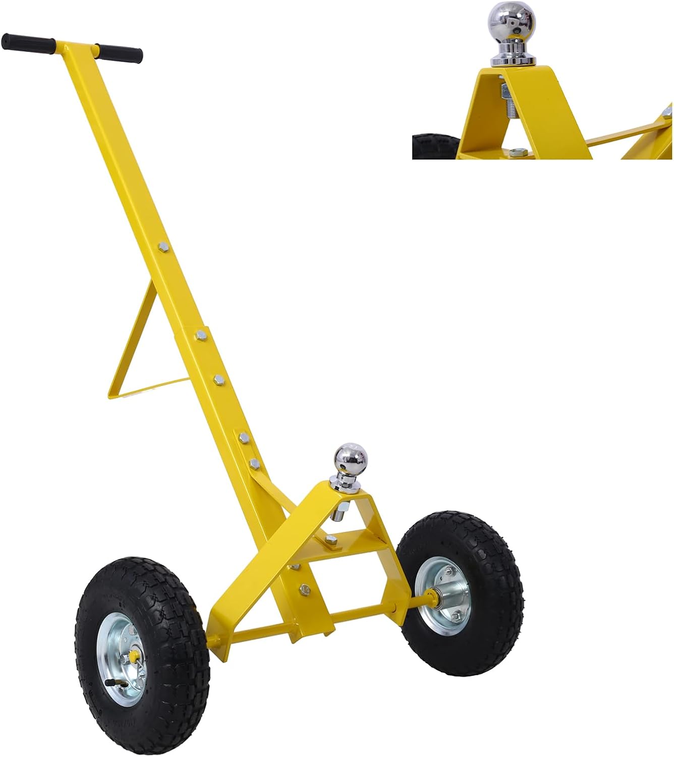 Trailer Dolly with 10” Pneumatic Tires, 600lb Gross Towing Weight Trailer Dolly Mover with 1-7/8 in Ball,Heavy Duty Trailer Mover for Car, RV, Boat (Yellow)