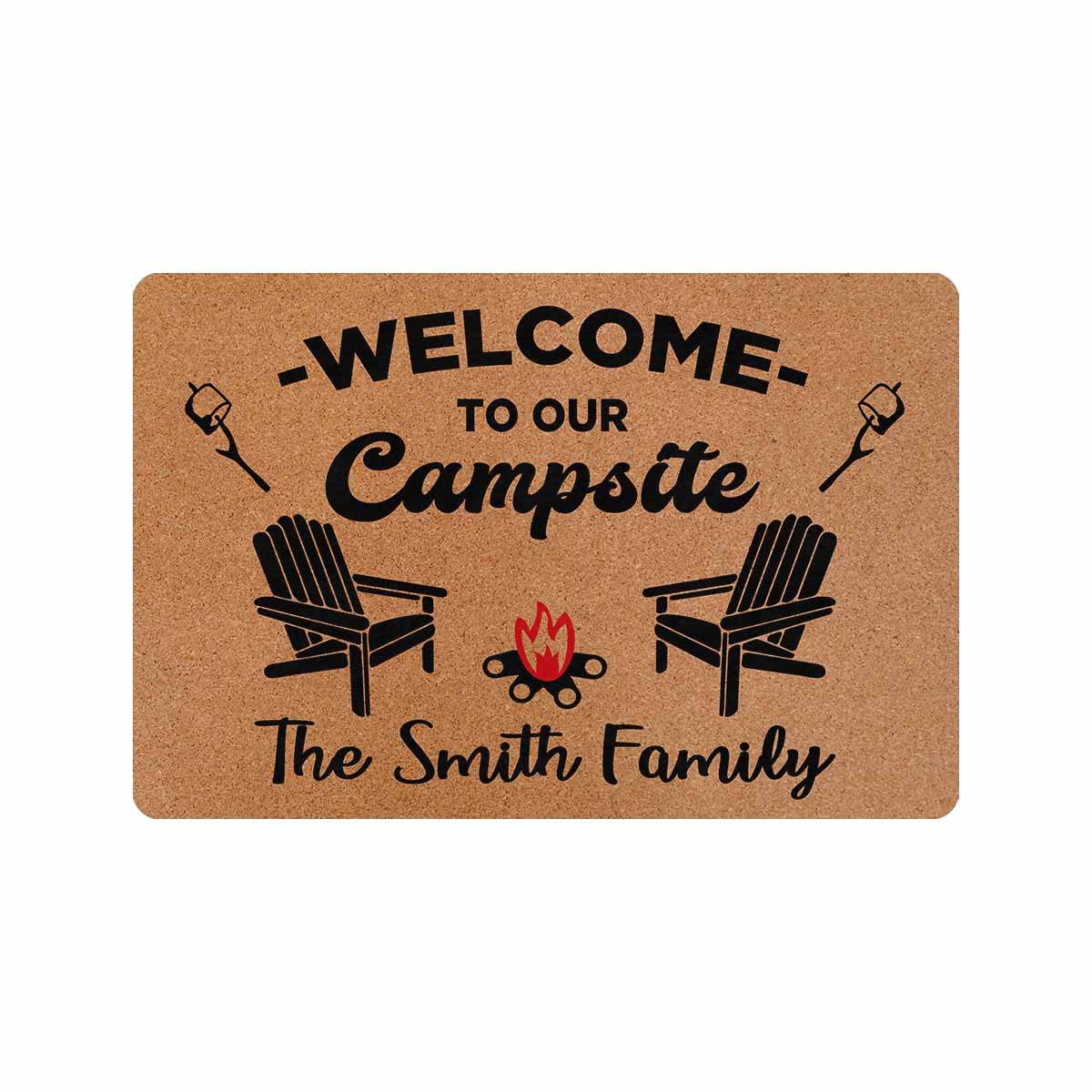 FunStudio Personalized Camper Doormat 24" X 16" Indoor Outdoor with Welcome to Our Campsite Entrance Door Mat Rug Custom Camping Decor for RV