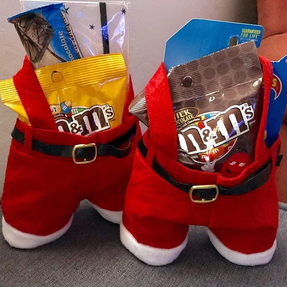 Santa Pants Style Creative Bag/Lovely Cute Treat Bags Stocking Tree Filler Sacks Stocking Xmas Gift Christmas Decorations Xmas Halloween Wine Bottle Totes, 7Pack