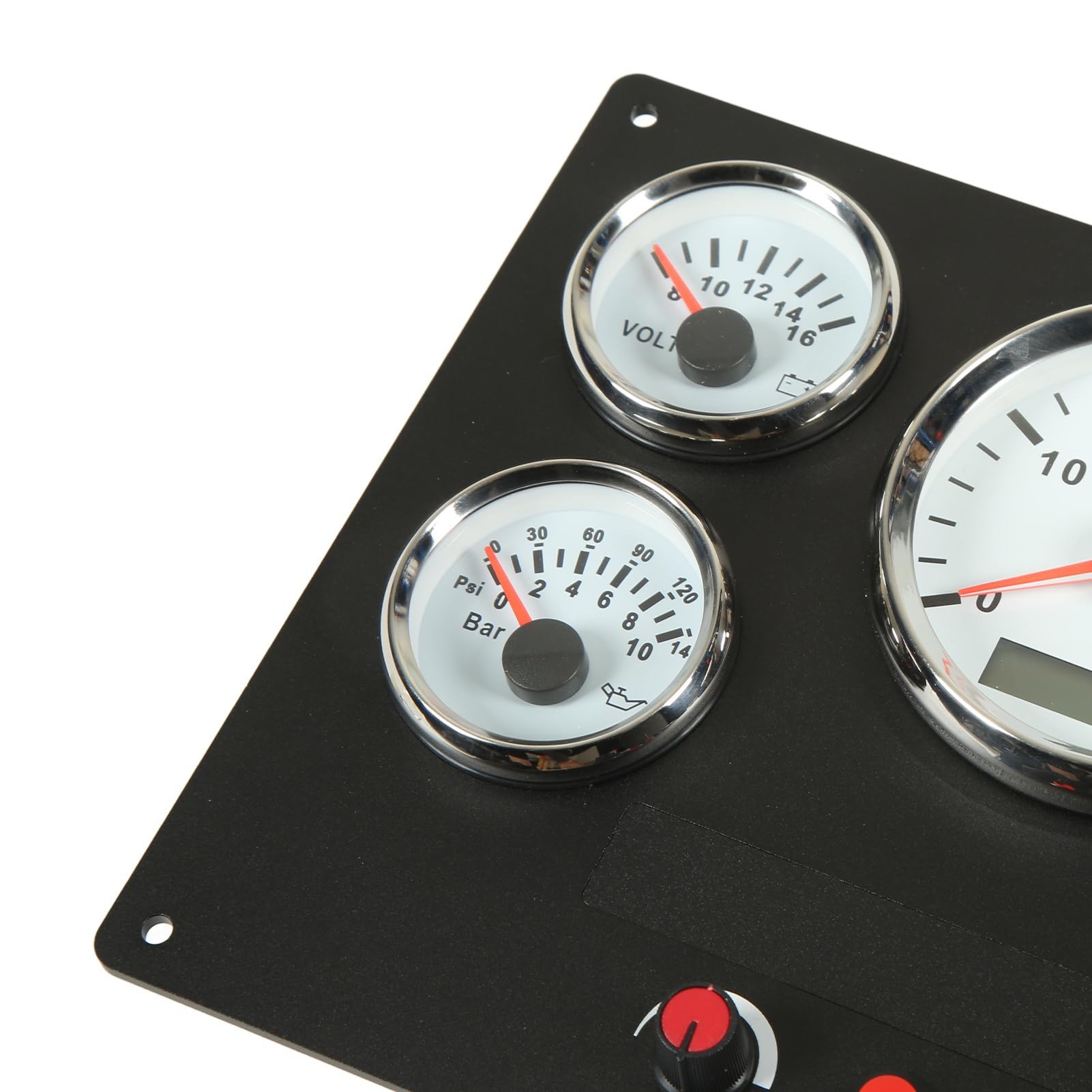 Pannello Strumenti per Barche con Contagiri 4000 Giri/min, 5 Set per, Yacht e Generatore - con Retroilluminazione Rossa, IP67 (quadrante bianco)