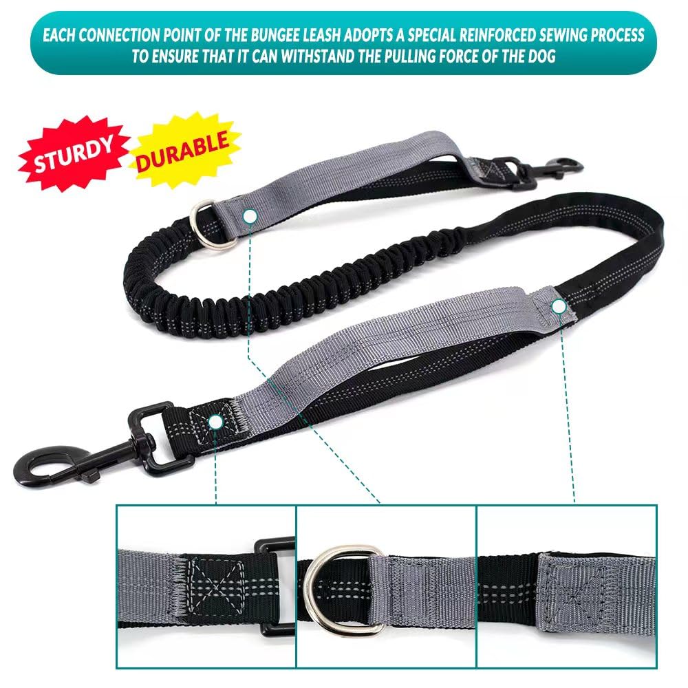 Leckerlitasche für Hunde, Bauchtasche für Hunde Zubehör-Leckerlibeutel mit Kotbeutelspender, reflektierende Bungee-Waist-Leine Für Gassi, Wanderungen & Hundetraining (Grau, Mit 1 Hundeleine)