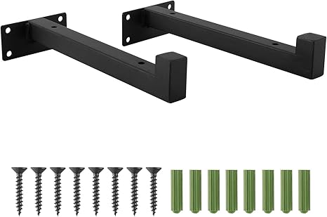Amazon 8milelake 棚受け 金具 2本セット棚受l型 壁掛け 金具 スペース節約diy ブラケット 木の板 ブラケット耐荷重30kg 黒 ビス付 25cm 2本 棚受