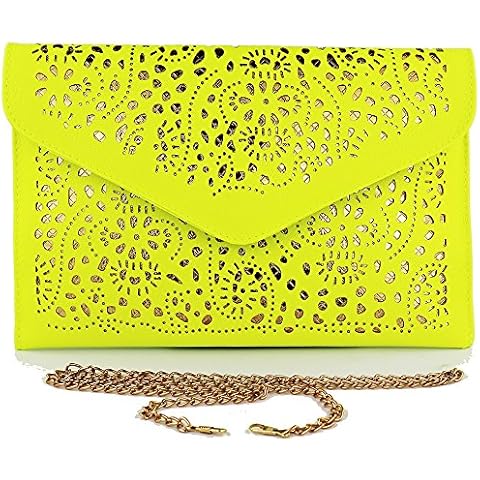 Women Wedding Party Purses Shoulder Bag Evening Day Clutch Bag, Lemon Green V1, S Cover