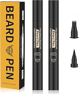 MISICH Beard Pencil Filler Kit - 4 Tip Pen and Brush for Men, Facial Hair Enhancer and Mustache Shaper (2 Black Pens)
