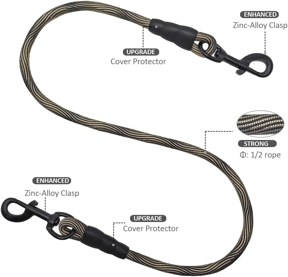 BTINESFUL50ft Dog Tie Out Rope + 3ft Short Training Tie Down (Black)
