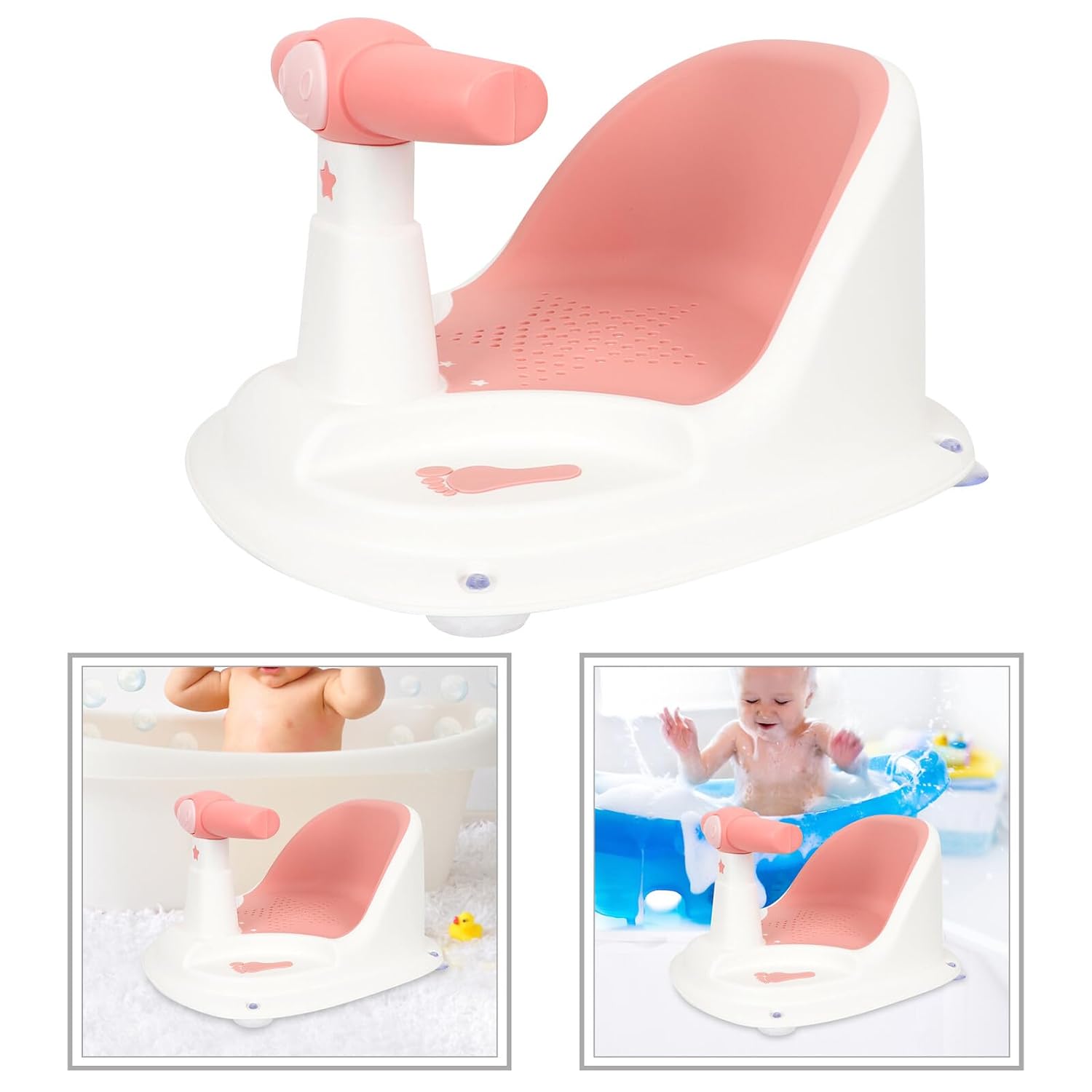 ORFOFE Bath Chair with Suction Cups Sit-up Shower Seat with Backrest Support Non-Slip Bathtub Seat for Boys and Comfortable Secure Bath Essential for Relaxing