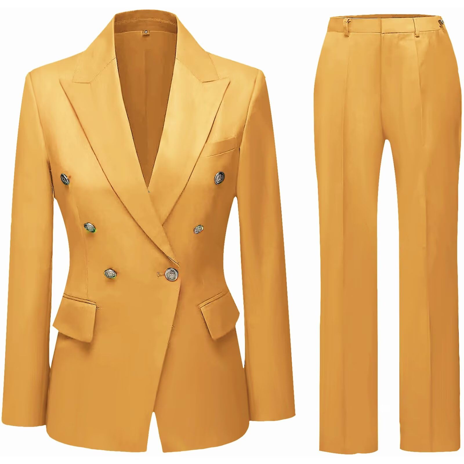 Women's 2 Piece Business Suit Pant Set Slim Fit Double Breasted Blazer Jacket Lady Work Suit for Office