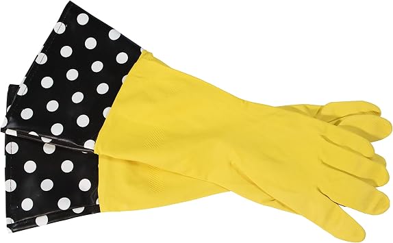 Glam Gloves Diswashers Thick Latex Gloves for Kitchen & Home, Long Sleeves, One Size Fits All, 1 Pair, Yellow