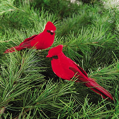 GALLERIE II Cardinal Birds Clip Christmas Xmas Ornament Assortment of 2 A/2 Red