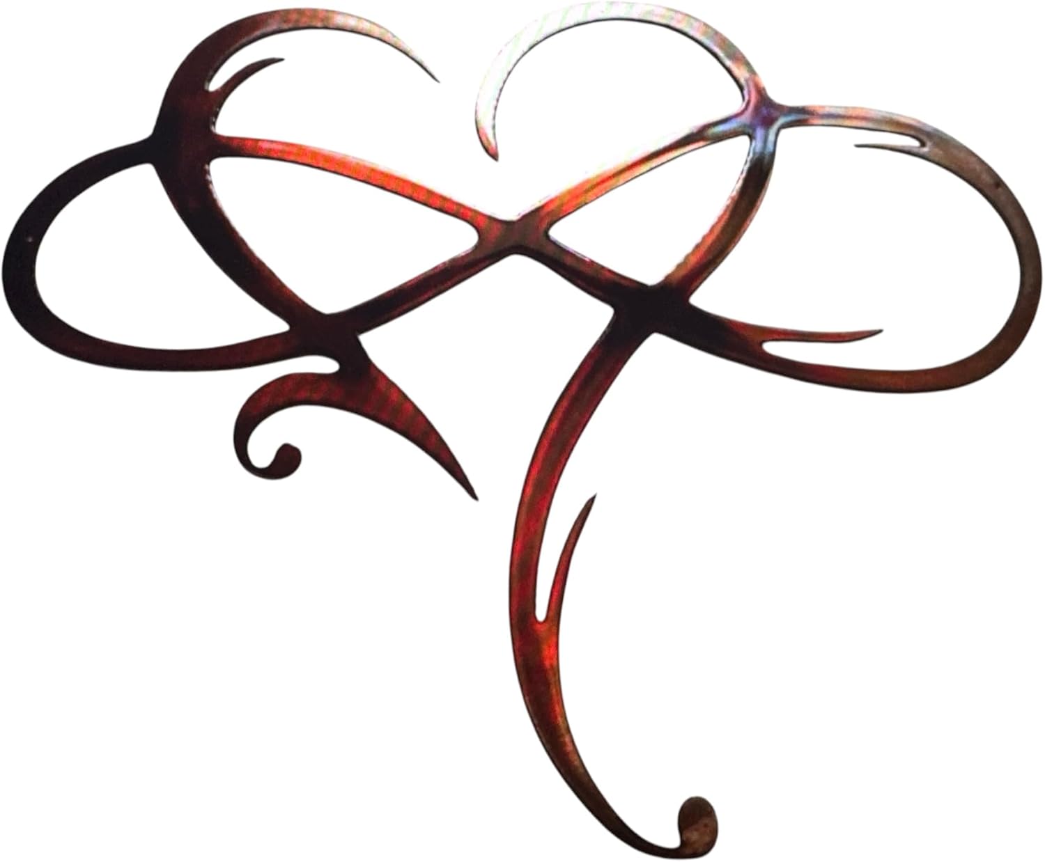 Infinity Heart Metal Wall Art -Always & Forever Infinity Copper Red Tinged (26" x 21")