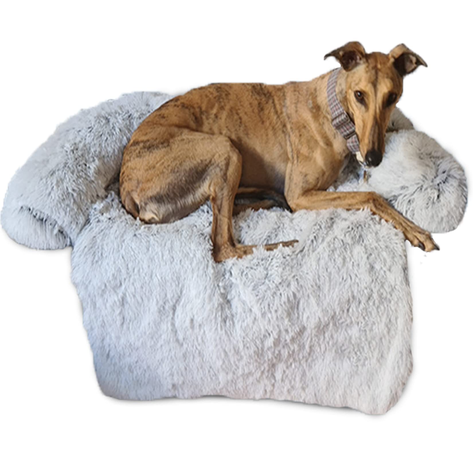 Weiches Hundebett aus Plüsch – warme bequeme Matte für Hunde und Katzen, abnehmbar, waschbar, rutschfeste Unterseite, kann überall hingestellt werden, Hellgrau, 80 cm