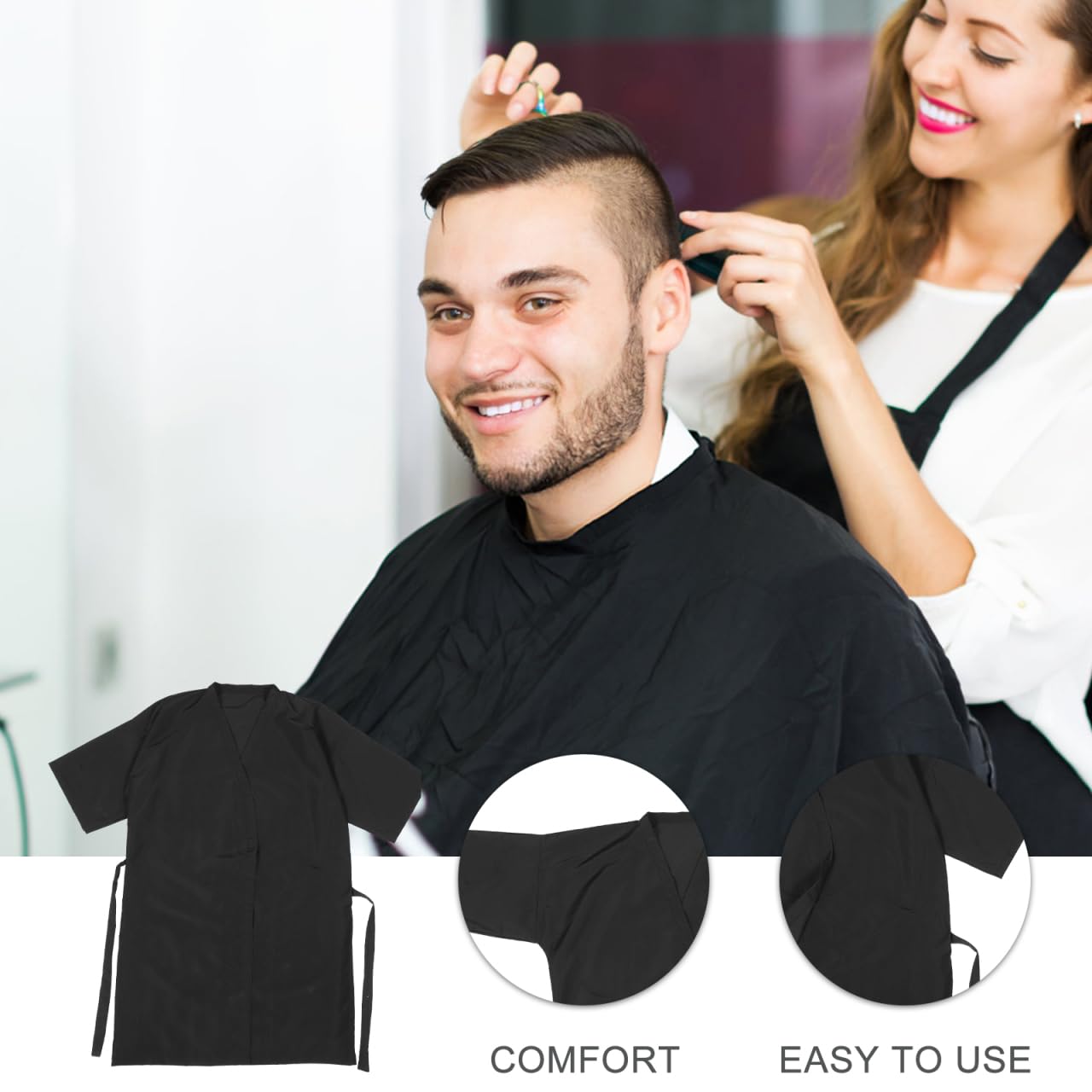 Ipetboom Hairdressing Salon Client Gown: Kimono Style Cape for Hair Cutting Pet Grooming Barber Robes Smocks with Adjustable Waist Tie - Image 2
