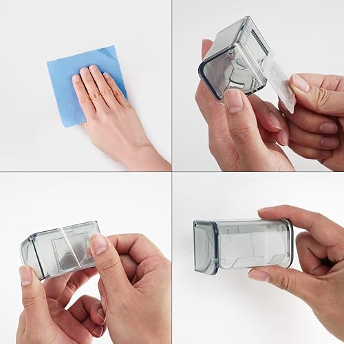 Miniatura 5 de Soporte para cepillos de dientes montado en la pared con cubierta para baño, 2 ranuras organizador de almacenamiento de cepillos de dientes para