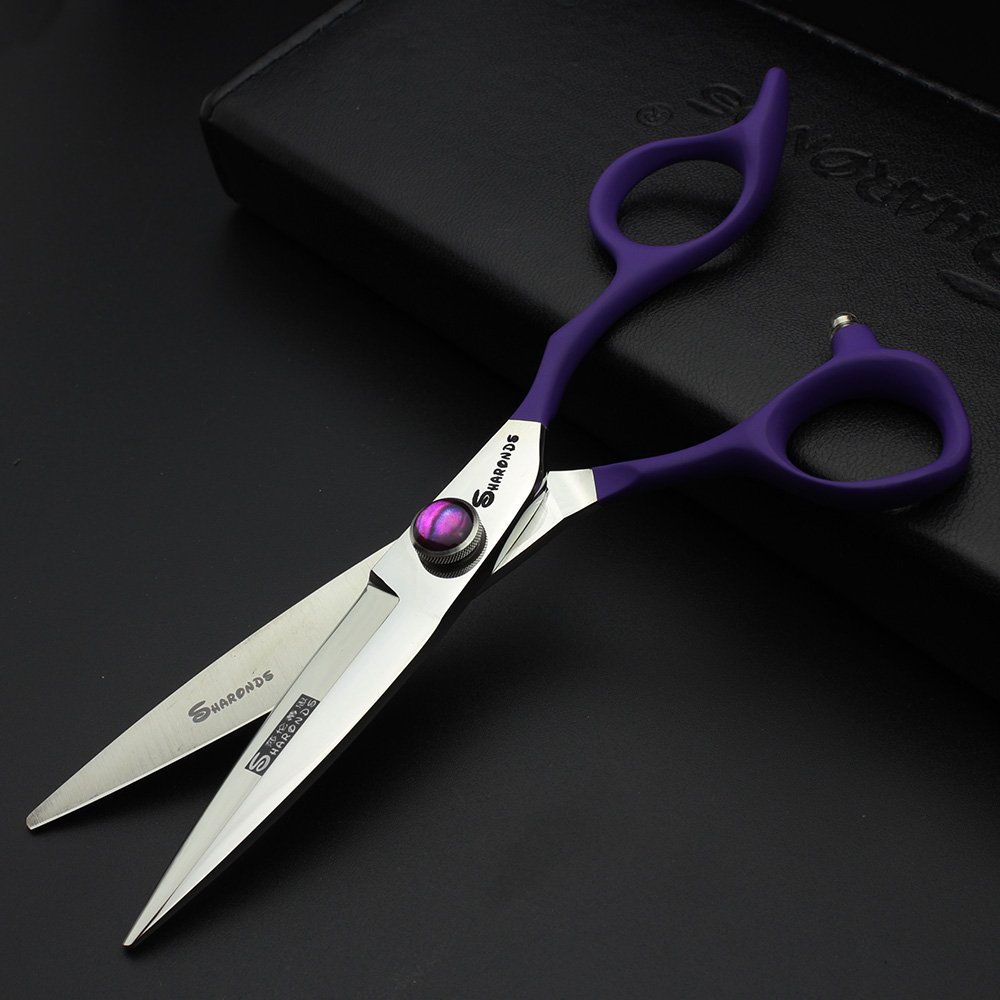 Forbici professionali da barbiere, kit da parrucchiere in acciaio inox giapponese con vite di regolazione fine (viola)