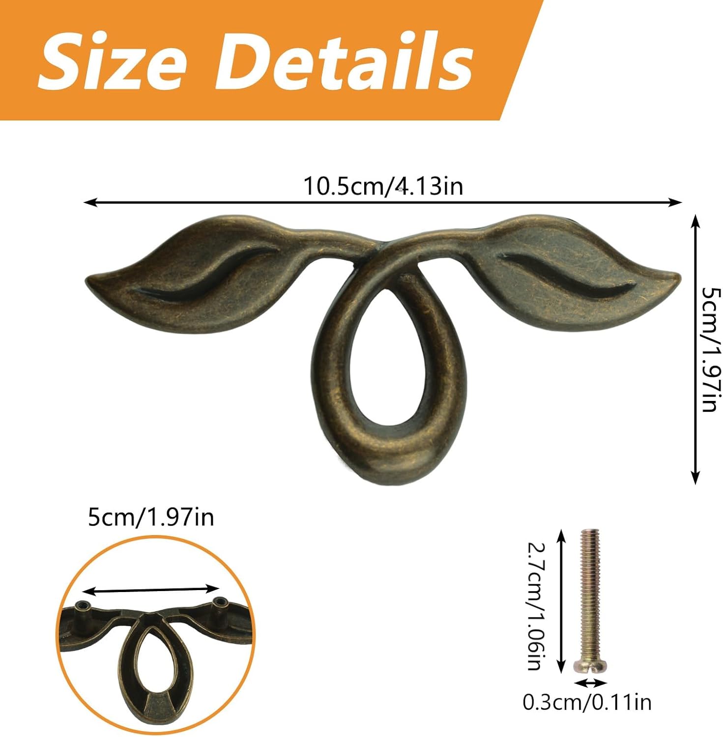 MOROBOR 4 Pack 4" Vintage Style Leafy Drawer Pull, Bronze Dresser Handles Leaf Dresser Pulls Cabinet Knob Hardware, 50mm Hole Distance