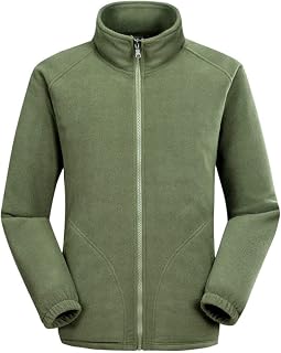 ARTQ Fleece Jackets Unisex Polar Fleece Jacket Full-Zip With Pockets Jacket Green Classic Jacket Winter Outdoor Jacket Warm Stand Collar Fleece Jacket Gift For Christmas New Year Family