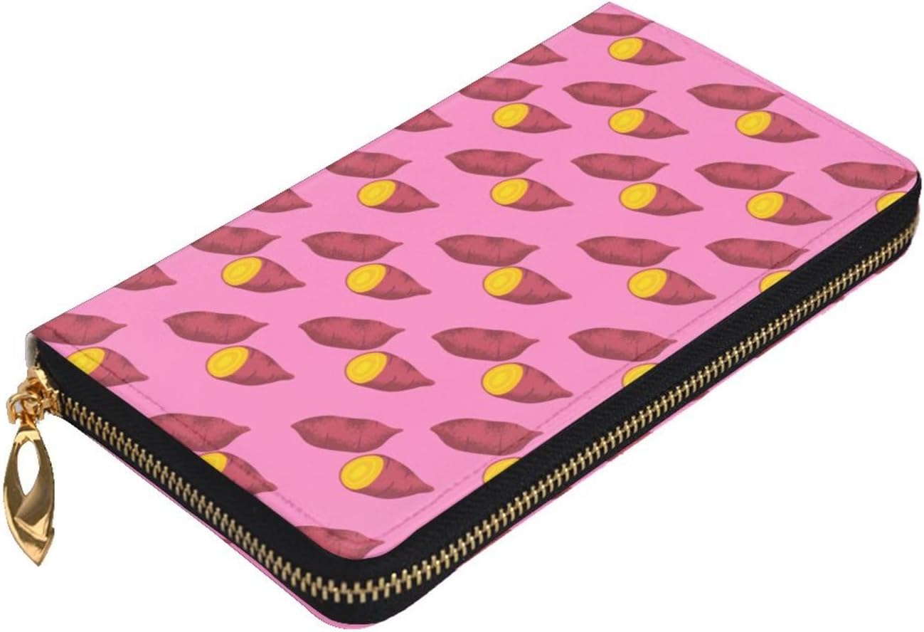 [NEKKII] さつまいものパターン 長財布 携帯に便利 レザー ウォレット 多機能 メンズ レディース 革 財布 現金 カード収