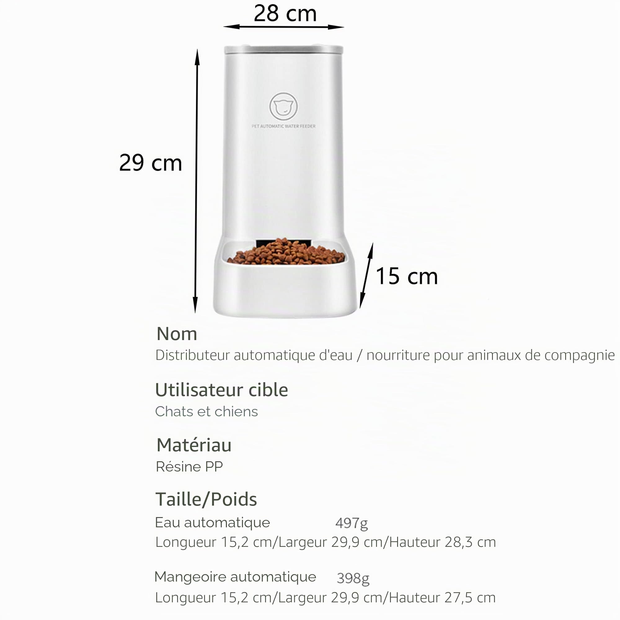 WYFCR Mangeoire Automatique pour Chat et Chiot, mangeoire Intelligente pour Animaux de Compagnie pour Petits Animaux, Couvre Une superficie de 0045 m², Design Amovible, Facile à Nettoyer