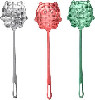 KKRAUS 3 Pack Fly Swatter Manual Durable Plastic Long Handle Fly Swatters Set Home Kitchen Flyswatter for Indoor Outdoor Fly Killer