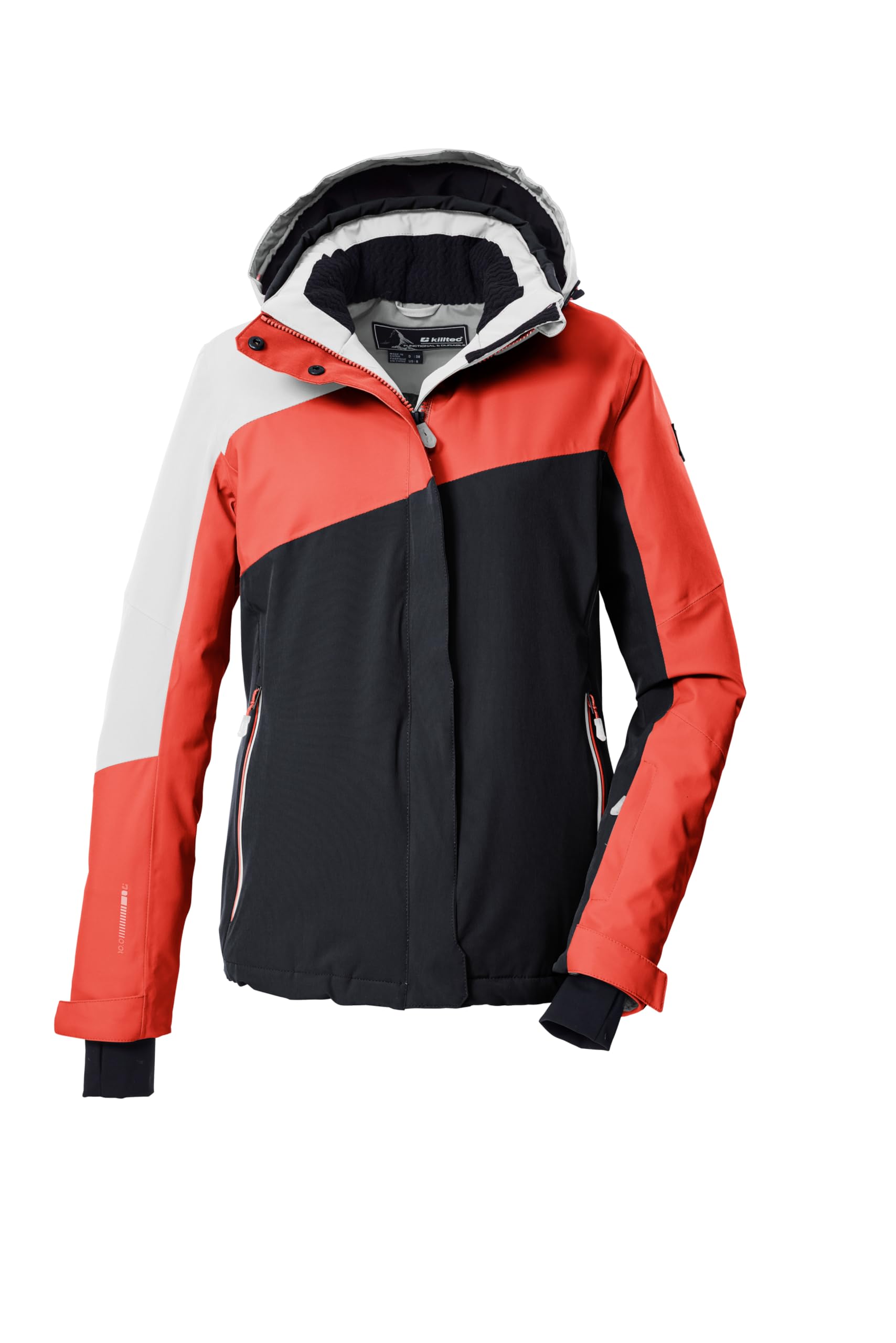 Killtec KSW 26 WMN Ski Jacket/Functional Jacket with Zip-Off Hood and Snow Guard Bright Coral 42 43412-000