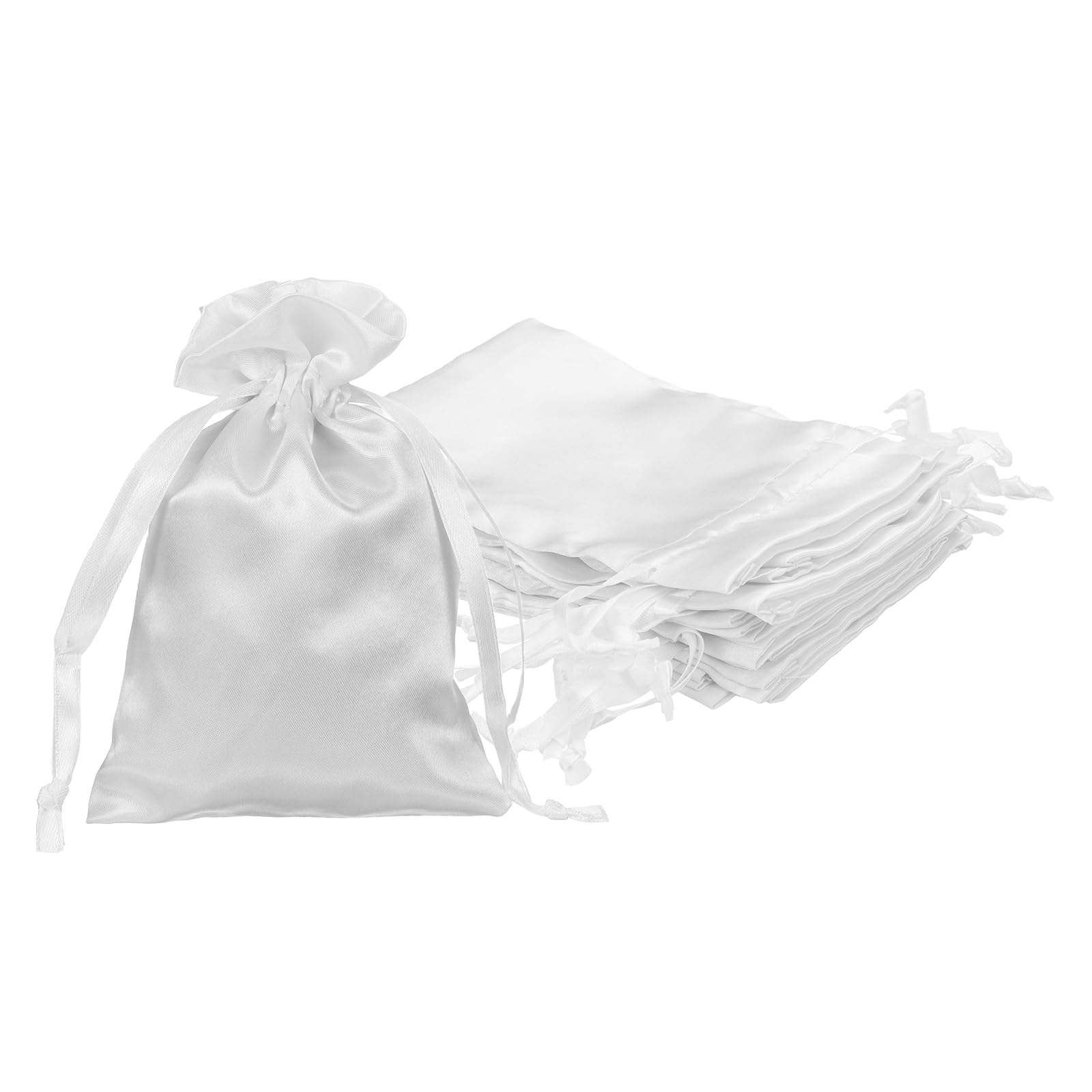 PATIKIL Satin Drawstring Favor Bags, (7" x 5", White) (12Pcs), Satin Gift Bags Gift Pouches with Drawstrings, Suit for - Wedding/Festival/Birthday/Celebration โ image 1