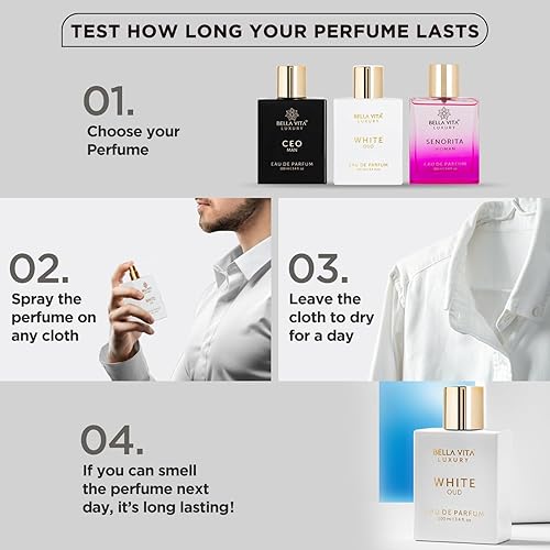Miniatura 8 de Bella Vita Luxury White Oud Eau De Parfum Unisex con naranja, Fressia y Tabaco, Woody, hecho con aceites esenciales limpios y naturales, fragancia