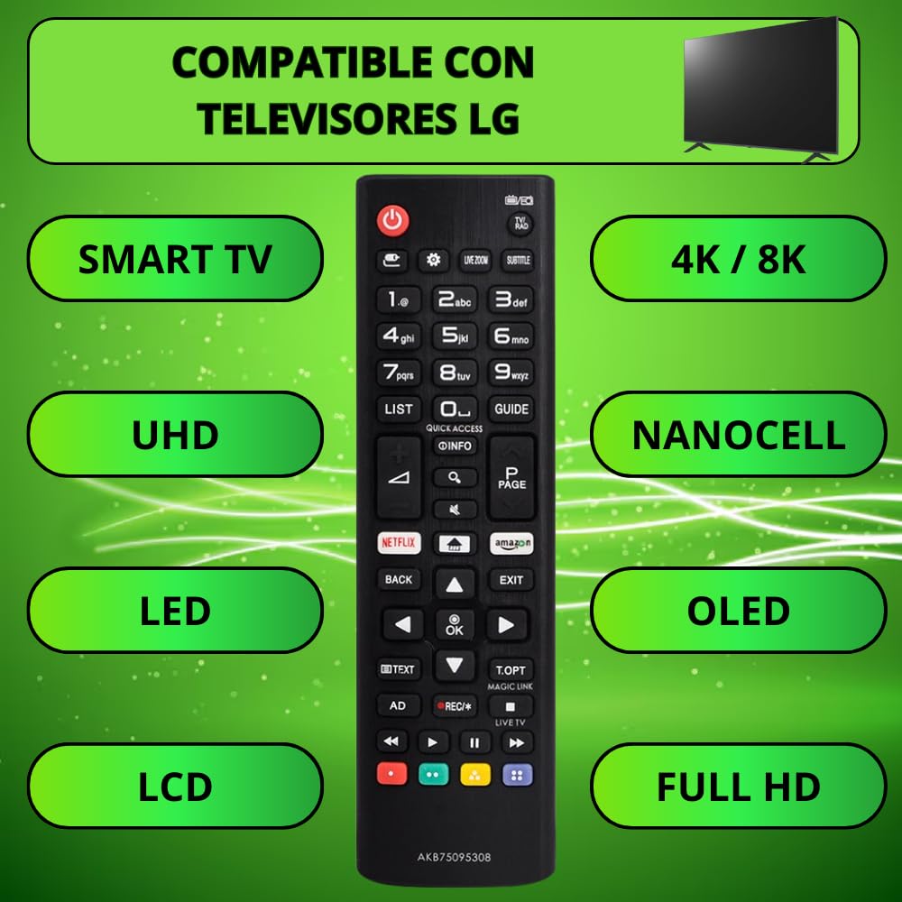 Mando Universal TV LG AKB75095308 - Reemplazo Mando LG Smart TV con identicas Funciones — view 2