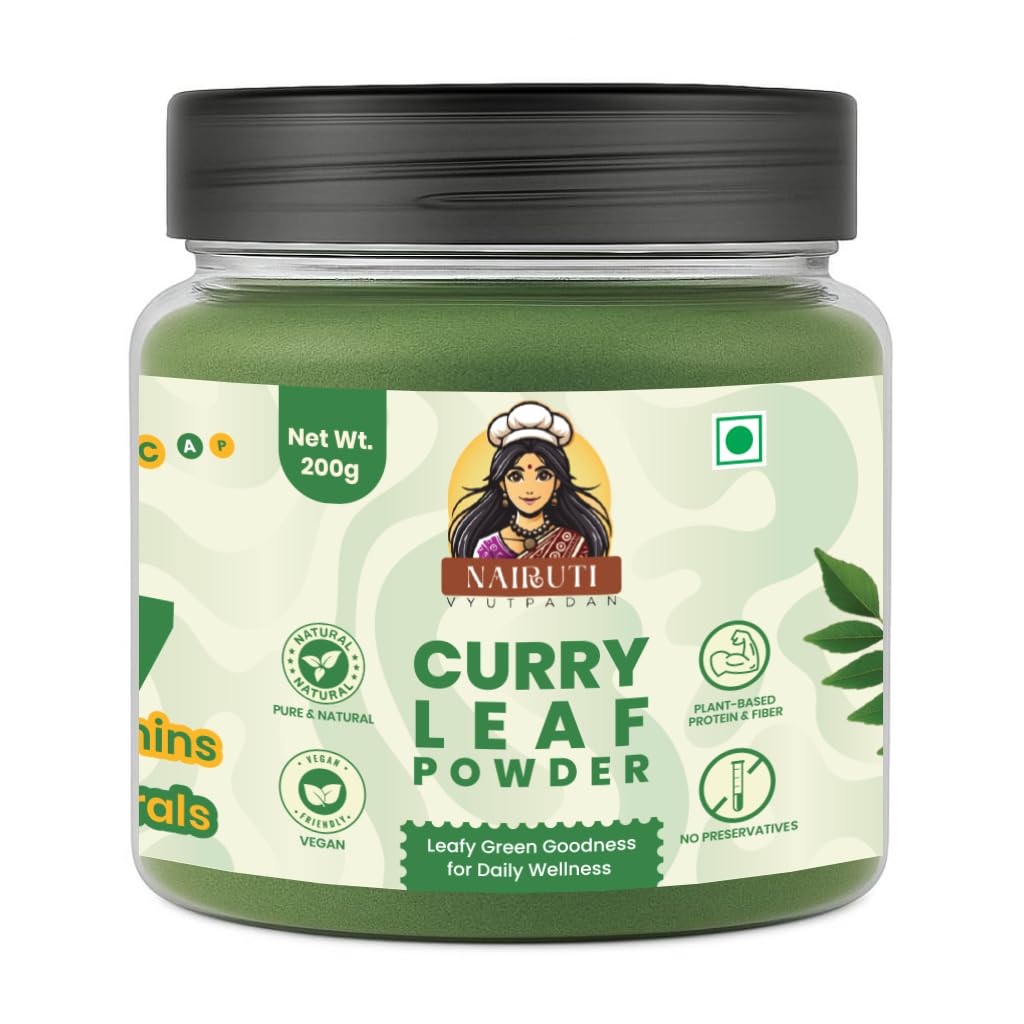 Nairuti Vyutpadan Curry Leaf Powder 200g | Pure Dehydrated Karivepaku/Curry Patta Powder | For Cooking, Hair & Health | No Preservatives, No Additives