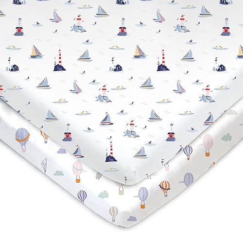 Miniatura 6 de TotAha Juego de sábanas elásticas de primera calidad para cuna (paquete de 2), hipoalergénicas, cómodas y sedosas, suaves como la mantequilla,