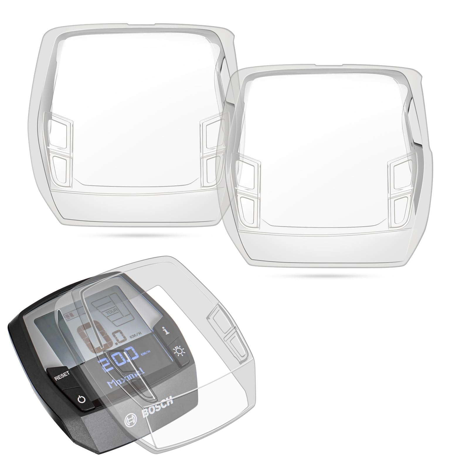 abdeckung fahrradcomputer bosch Adiwo Schutzhülle Set für Bosch, 2 Stück E-Bike Displayschutz Silikon Hülle Wasserdicht Hülle Schutz Cover E Bike Zubehör Transparente Fahrrad Computer Sport & Freizeit D-Serie bike e s pedelec Cube Hybrid 140 Race Batteries:72V 20AH Triangle