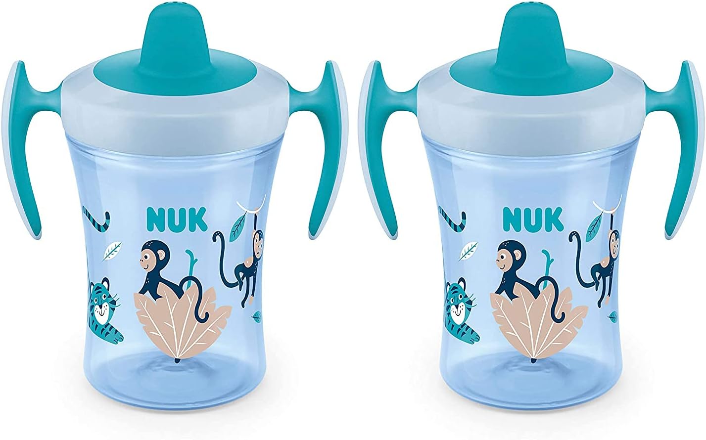 NUK Evolution Soft Spout Learner Cup (Blue Monkey, 2 Pack)