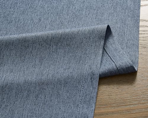 Image of ZeeMart Basic Linen Style Table Runner, 14x36 Inch Navy Blue | Mitered Corner Design, Medium Weight Fabric, Rustic Farmhouse Style, Machine Washable Easy Care Everyday Table Scarf