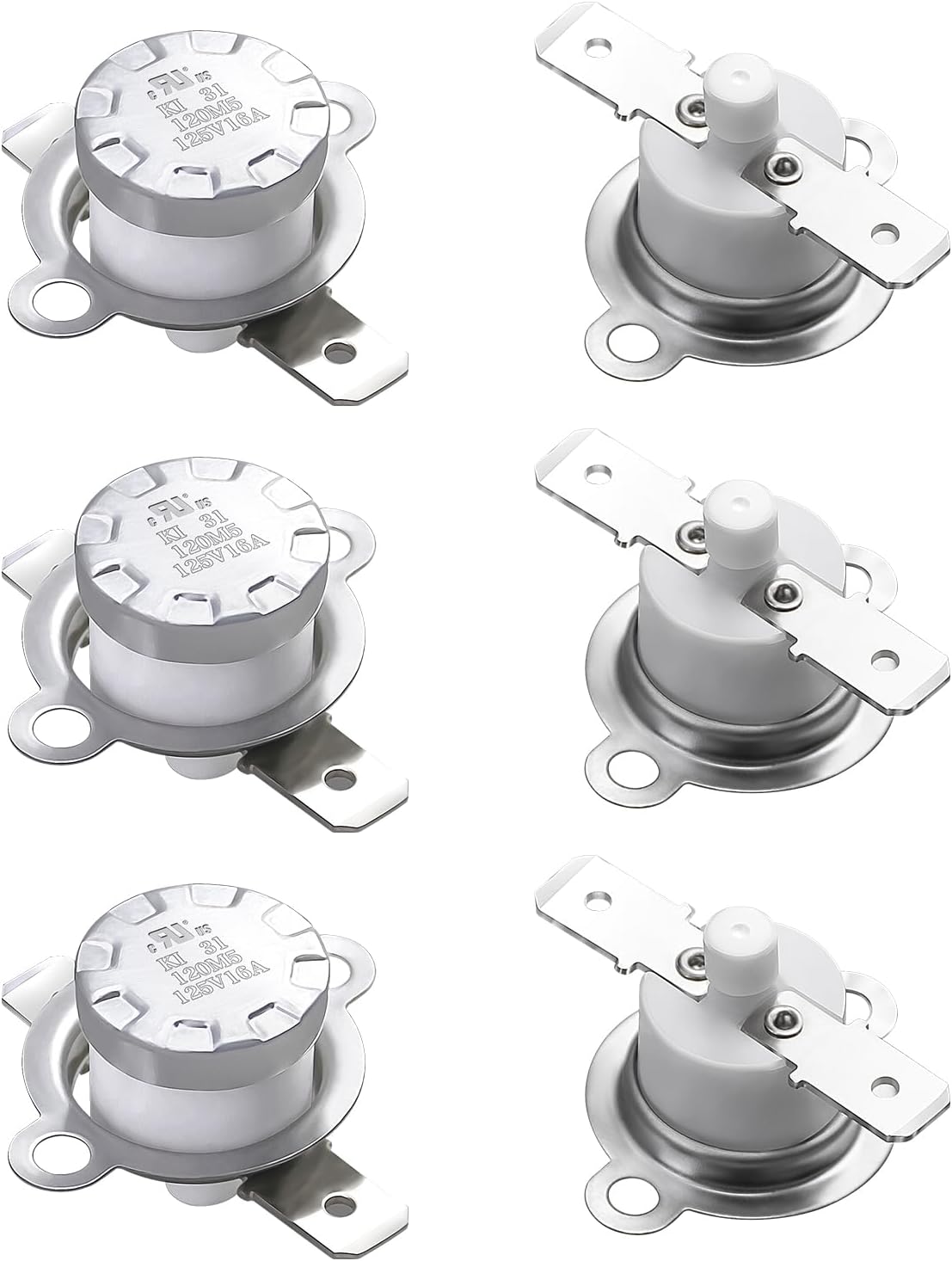 6 Pcs UL KSD301 125V 16A Limit Switch Thermal Switch, Circuit Off at 120°C/248°F and On by Manual Thermostat Switch,Normally Closed N.C Manual Reset Snap Disc Thermo Switch