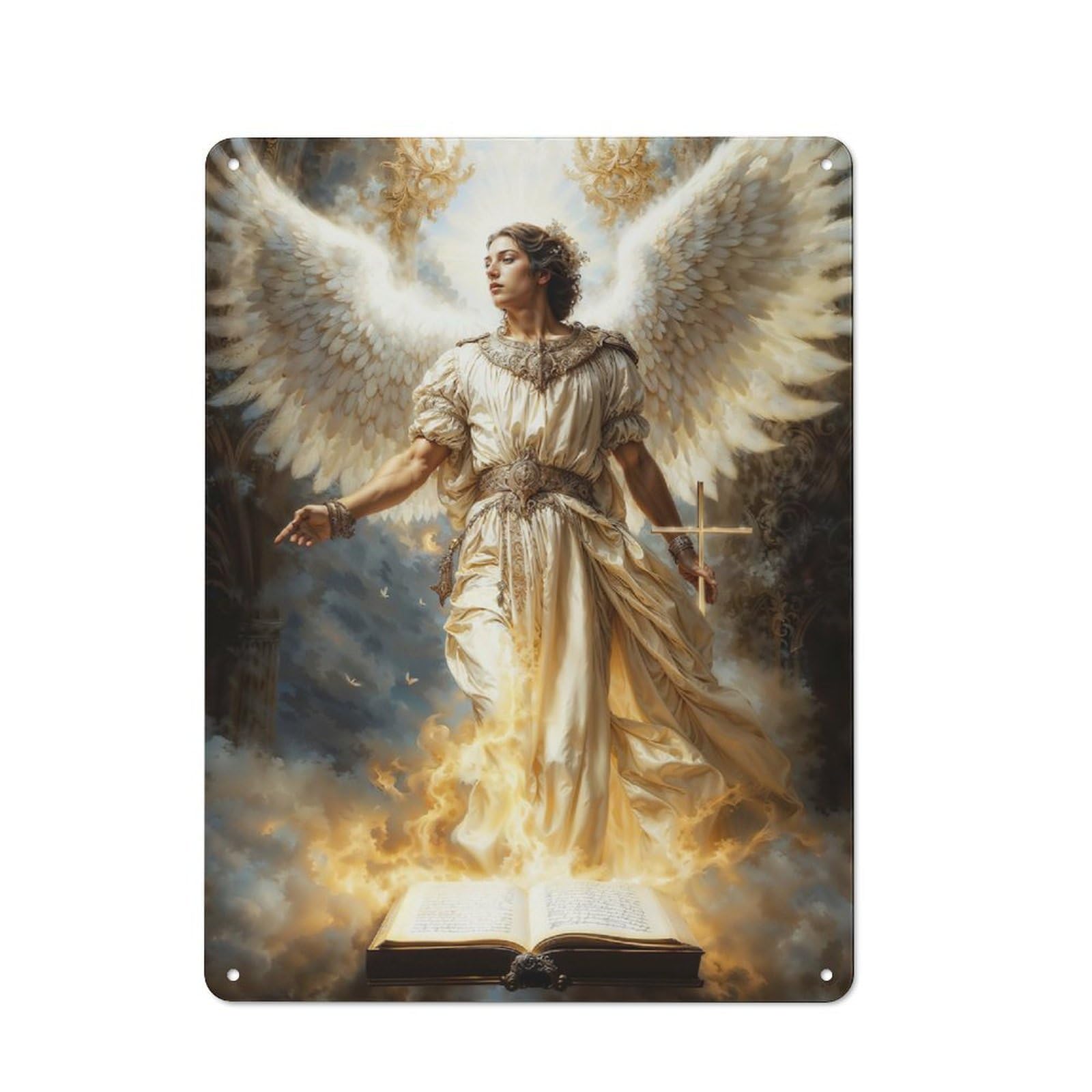 Junmoney Archangel Uriel The Light Of God Tin Sign 40X30cm For Living Room Wall, Retro Wall Decor, A Decorative Metal Sign For Living Rooms And Feature Walls