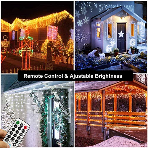 Icicle Christmas Lights, 2 In 1 White & Warm White Color Changing Icicle Lights With Remote, 360 Led 29.5Ft Window Fairy Lights With 60 Drops, Led Christmas Lights For Wedding Home Outdoor Xmas Decor #TOP3