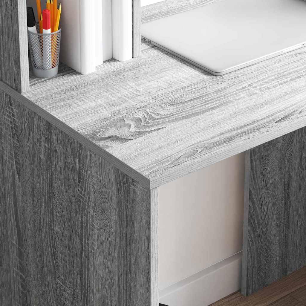 Scrivania grigio Sonoma 91 x 50 x 149 cm, materiale in legno, resistente, con 2 ripiani, ideale per casa, ufficio, studio e giochi, stile moderno, sacco di spazio